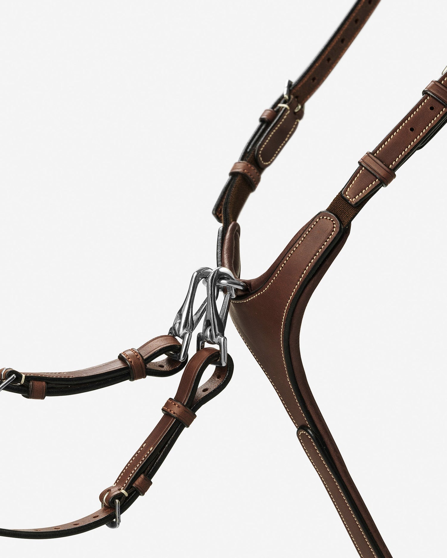 Bhoof Concept 1 horse breastplate and rein set with soft rubber reins and high-position leather breastplate for rider comfort and control